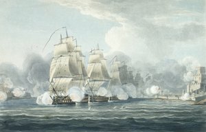 El Escuadrón bajo el mando de Sir F.T Duckworth forzando el estrecho canal de los Dardanelos, 19 de febrero de 1807, grabado por T. Sutherland para 